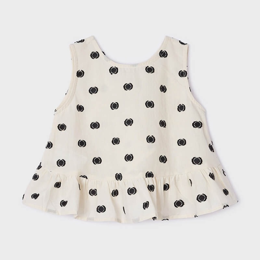 Size 8 Girls Mayoral Ivory and Black Dot Tank Top